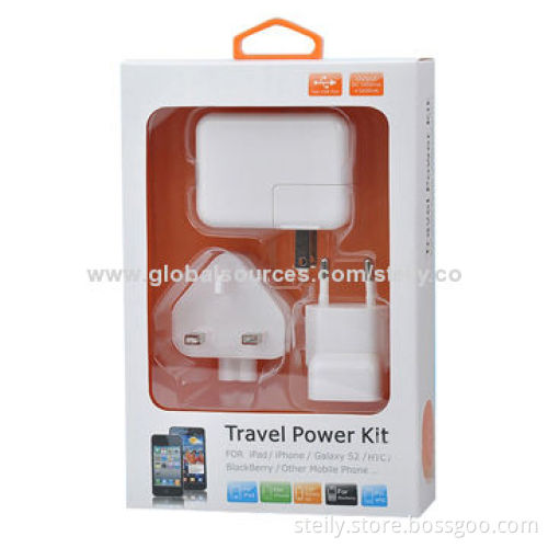 Dual USB Output AC Power Adapter for iPod/iPhone/Samsung/BlackBerry/HTC/Nokia, EU, USA, UK Standard